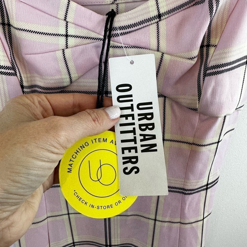 Urban Outfitters Cher Pink Plaid Satin Midi Dress - Picture 14 of 16